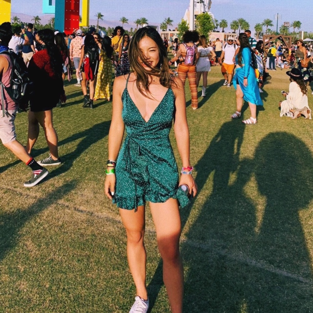 Princess Polly green Polka Dot Dress